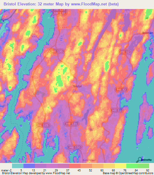 Bristol,US Elevation Map