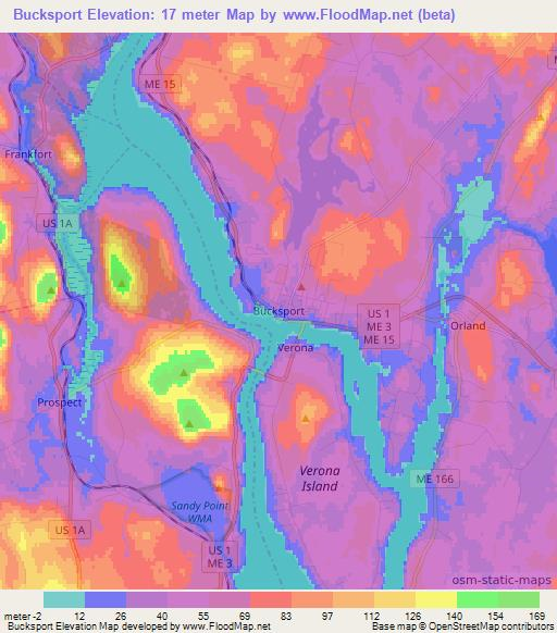 Bucksport,US Elevation Map