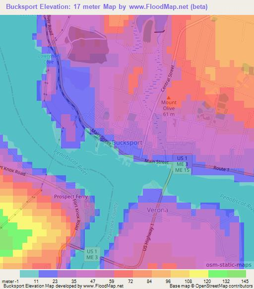 Bucksport,US Elevation Map