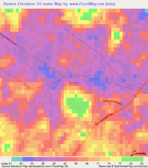 Buxton,US Elevation Map