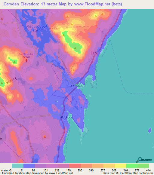 Camden,US Elevation Map