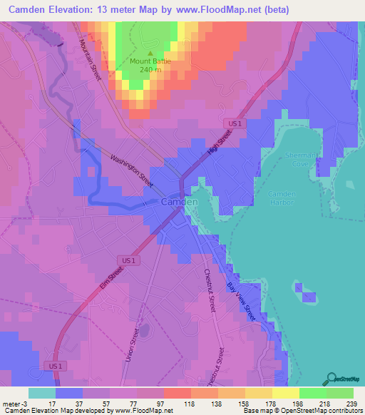 Camden,US Elevation Map