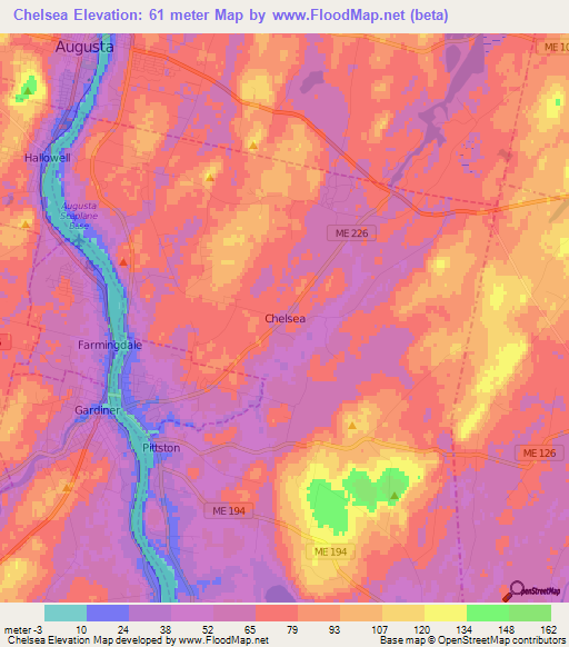 Chelsea,US Elevation Map