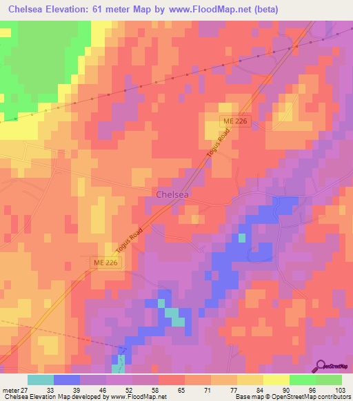 Chelsea,US Elevation Map