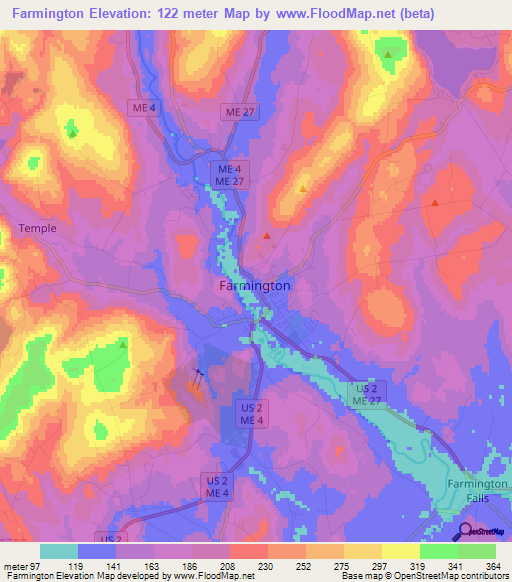 Farmington,US Elevation Map