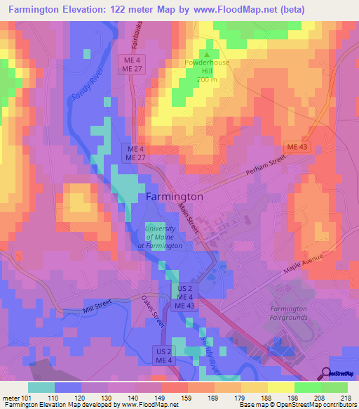 Farmington,US Elevation Map