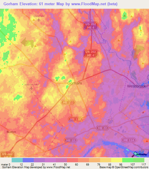 Gorham,US Elevation Map