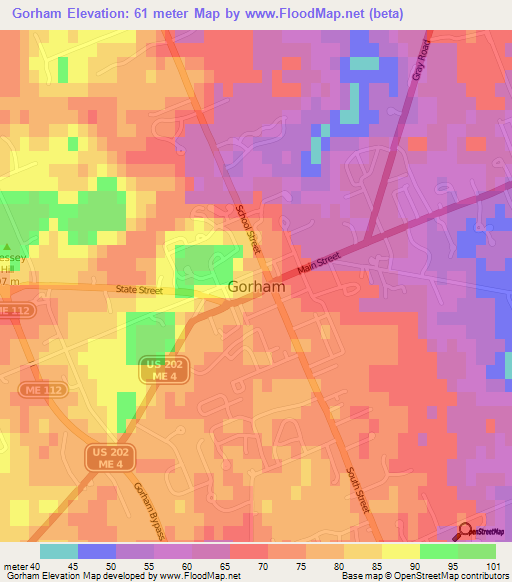 Gorham,US Elevation Map