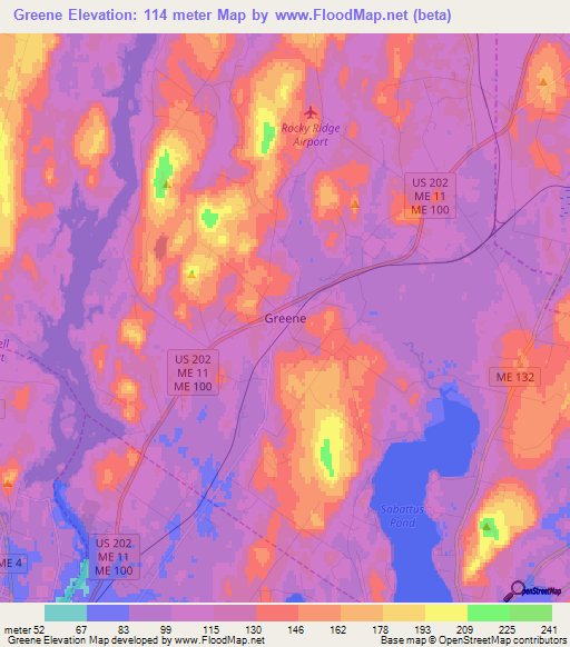 Greene,US Elevation Map