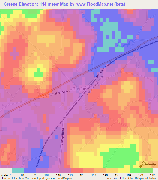 Greene,US Elevation Map