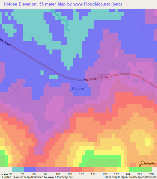 Holden,US Elevation Map