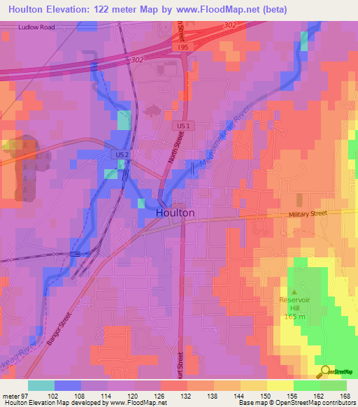 Houlton,US Elevation Map