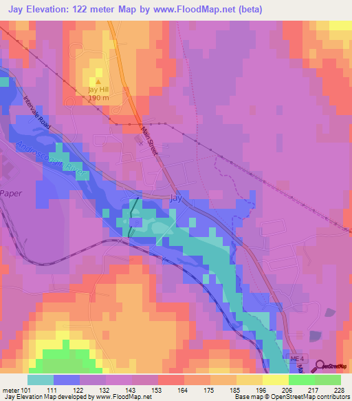 Jay,US Elevation Map