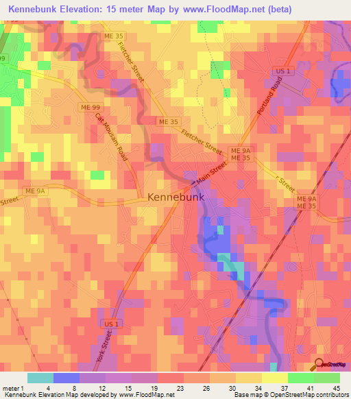 Kennebunk,US Elevation Map