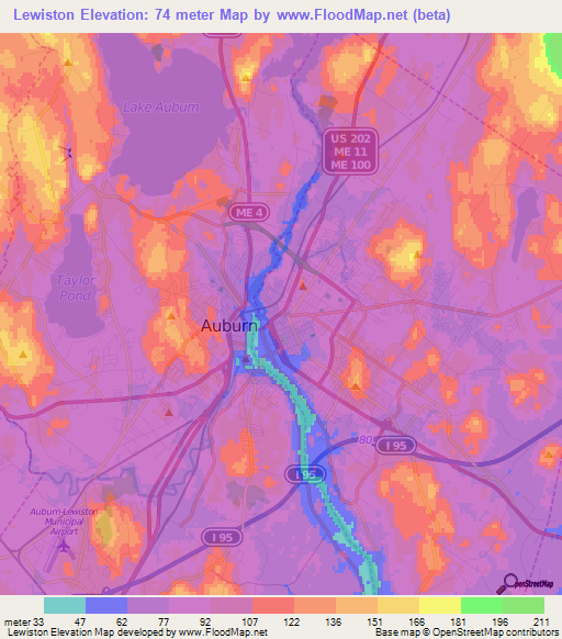 Lewiston,US Elevation Map