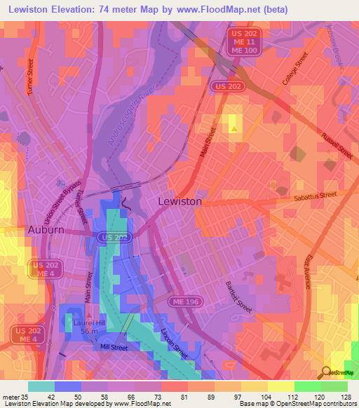 Lewiston,US Elevation Map