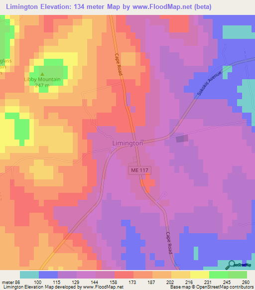 Limington,US Elevation Map