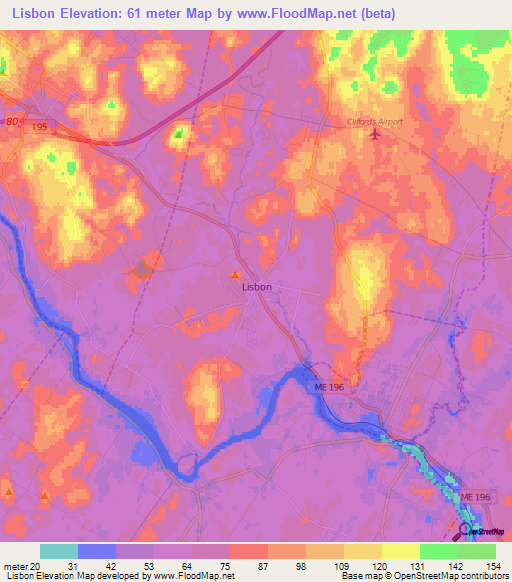 Lisbon,US Elevation Map