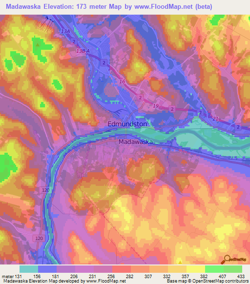 Madawaska,US Elevation Map