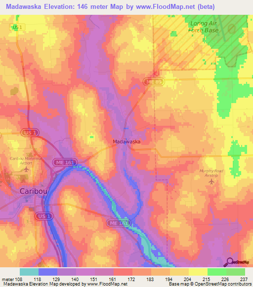 Madawaska,US Elevation Map