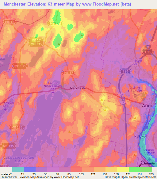 Manchester,US Elevation Map