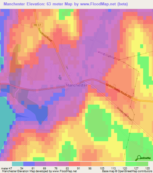 Manchester,US Elevation Map