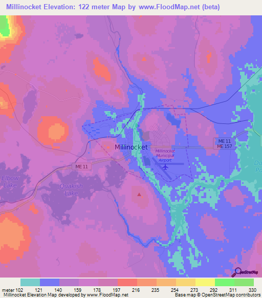 Millinocket,US Elevation Map