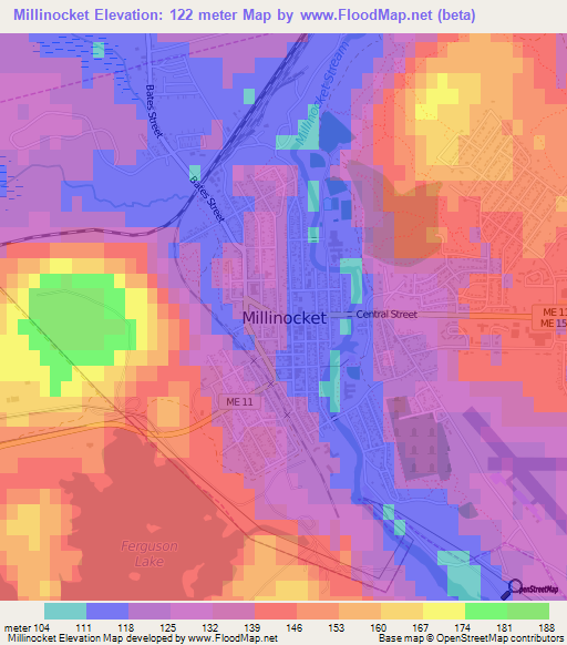 Millinocket,US Elevation Map