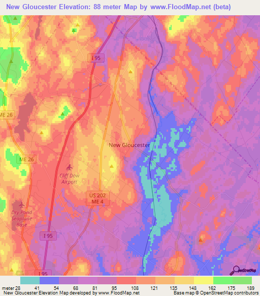 New Gloucester,US Elevation Map