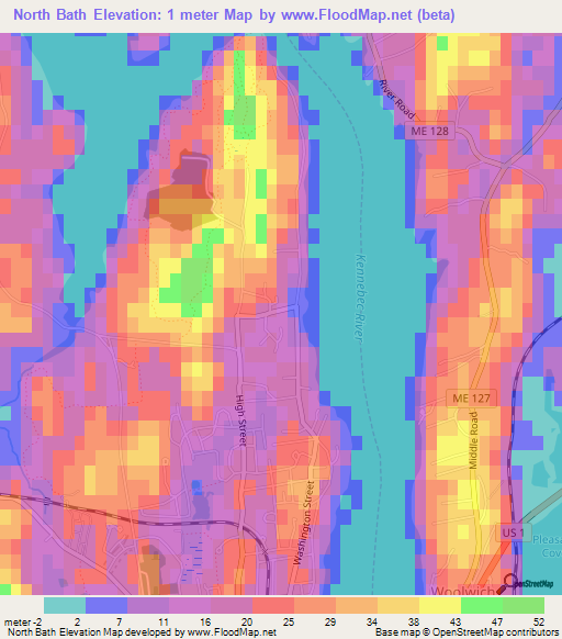 North Bath,US Elevation Map