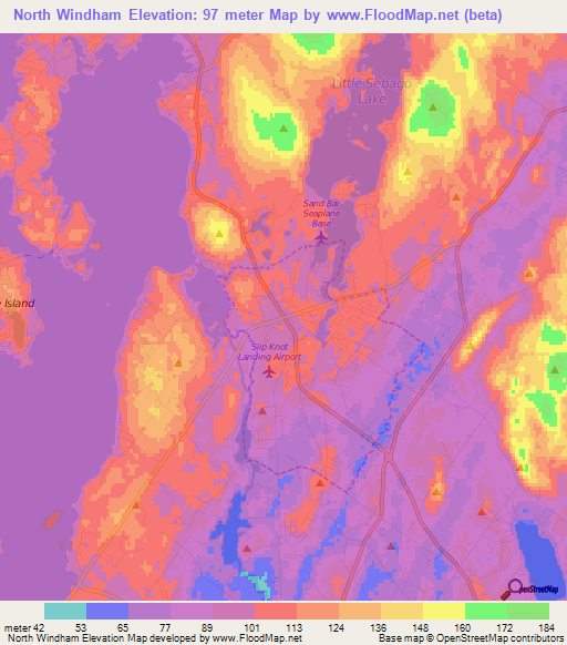 North Windham,US Elevation Map