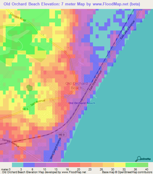 Old Orchard Beach,US Elevation Map