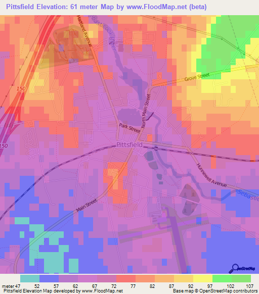 Pittsfield,US Elevation Map