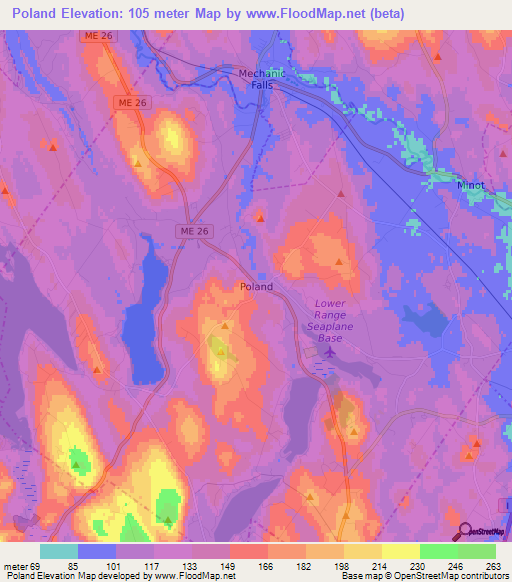 Poland,US Elevation Map