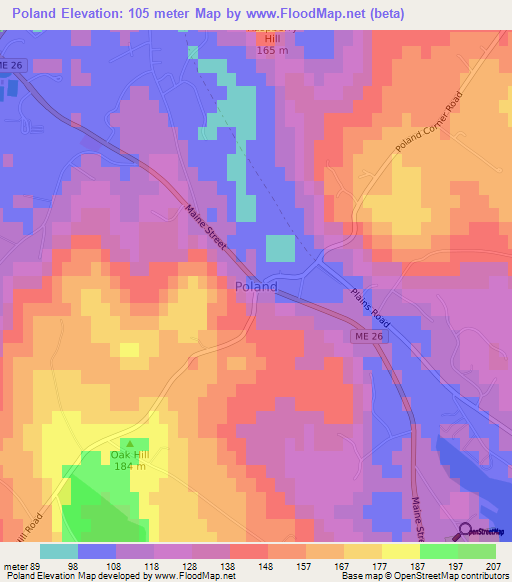 Poland,US Elevation Map