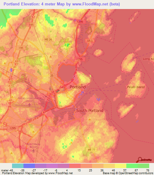 Portland,US Elevation Map