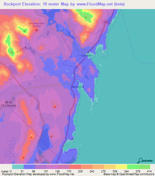 Rockport,US Elevation Map