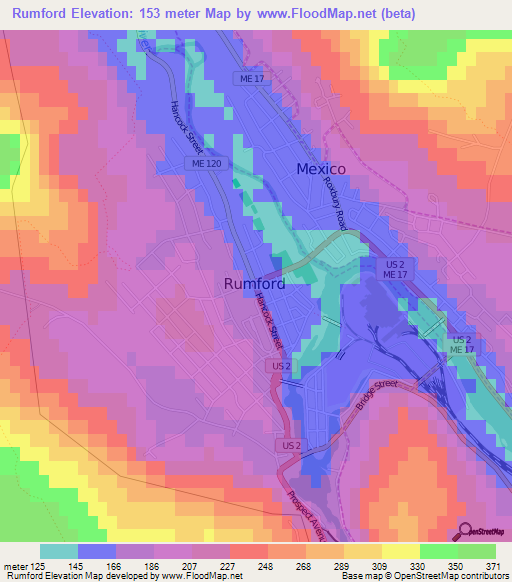 Rumford,US Elevation Map