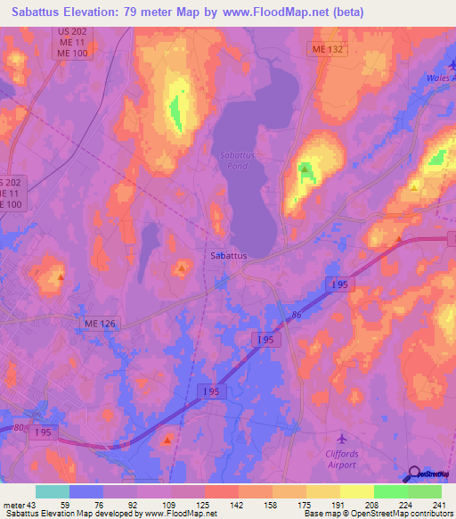 Sabattus,US Elevation Map