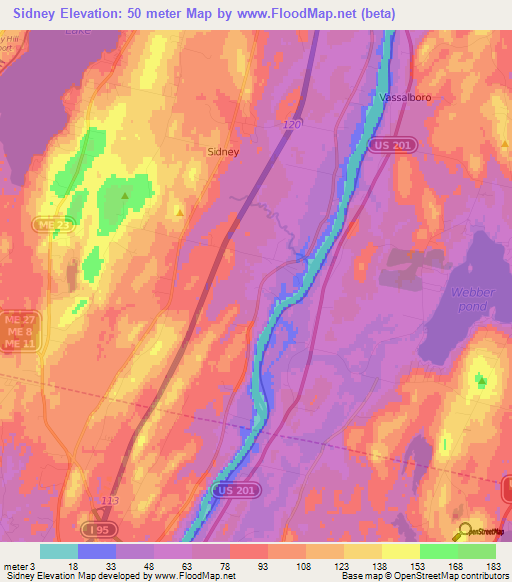 Sidney,US Elevation Map