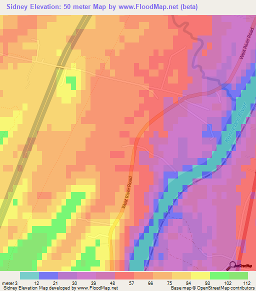 Sidney,US Elevation Map