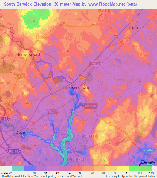 South Berwick,US Elevation Map