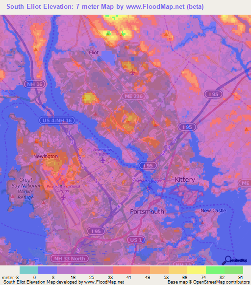 South Eliot,US Elevation Map