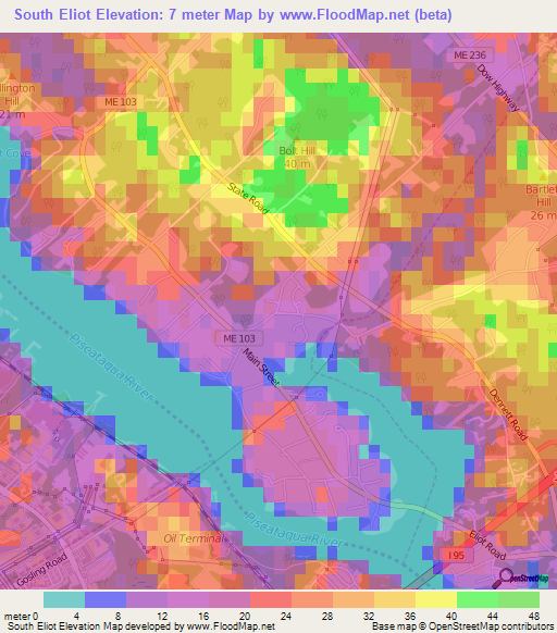 South Eliot,US Elevation Map