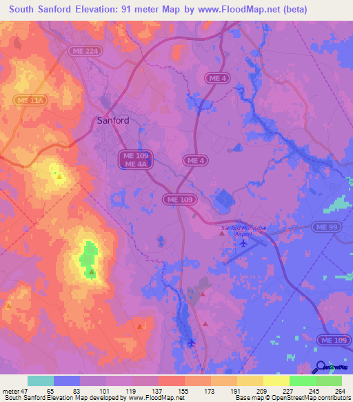 South Sanford,US Elevation Map