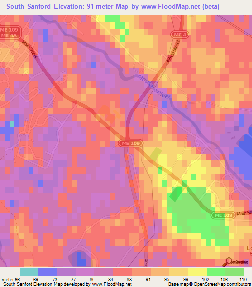 South Sanford,US Elevation Map