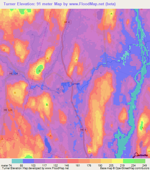 Turner,US Elevation Map