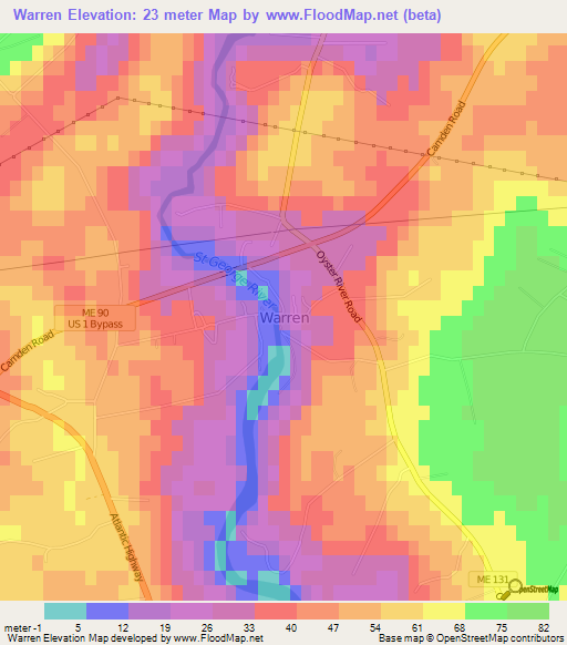 Warren,US Elevation Map