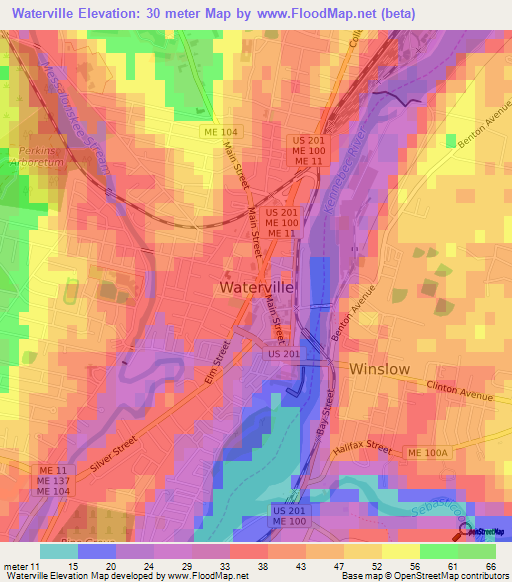 Waterville,US Elevation Map