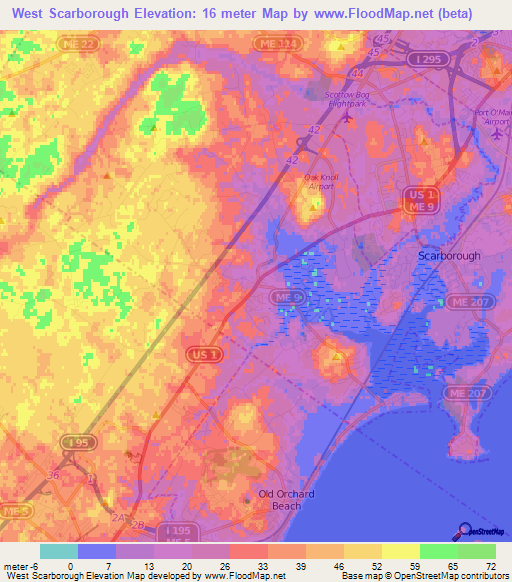 West Scarborough,US Elevation Map